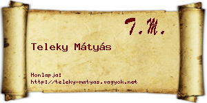 Teleky Mátyás névjegykártya